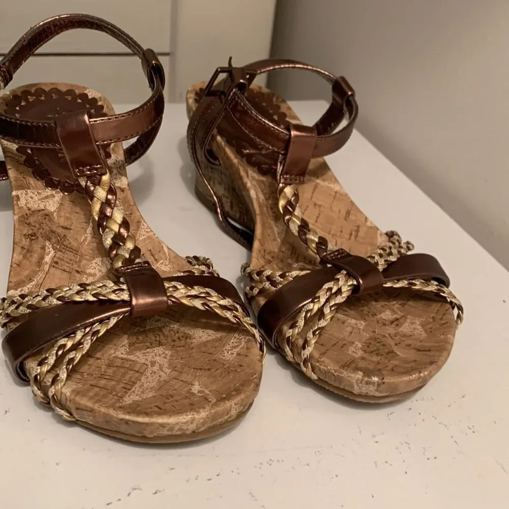 Kenneth Cole Reaction | Girls My Swirl Bronze Braided Strappy Cork Wedge Sandals